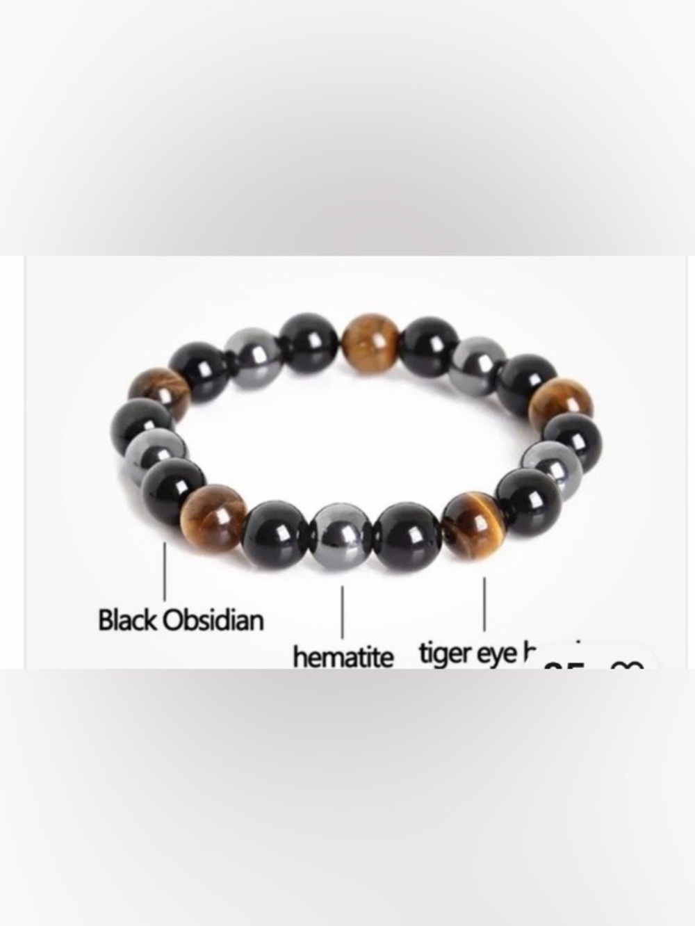 3 healing stone stretch bracelet, size 7